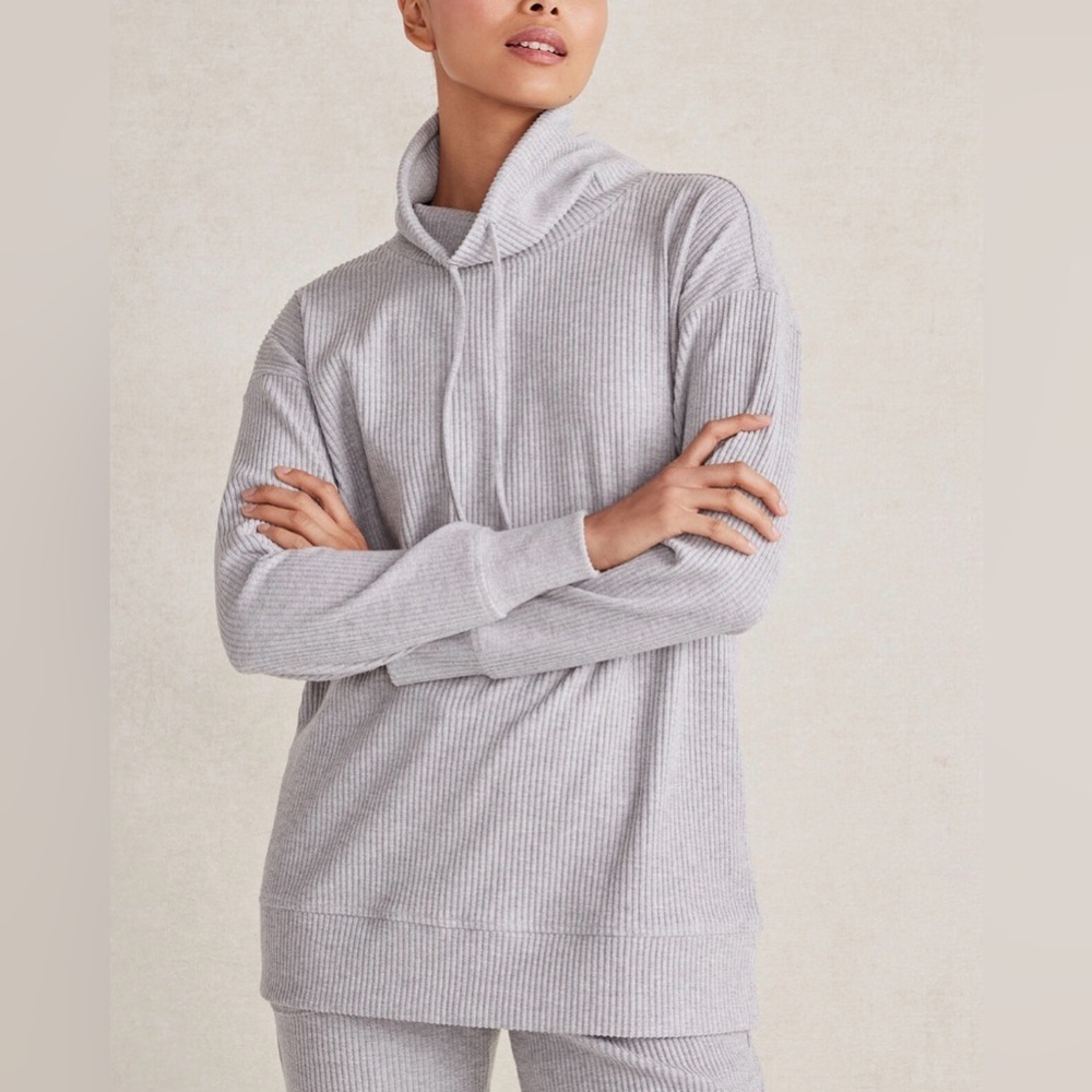 Haven Well Within Ribbed Funnel Neck Pullover Heather Gray‎ Size M